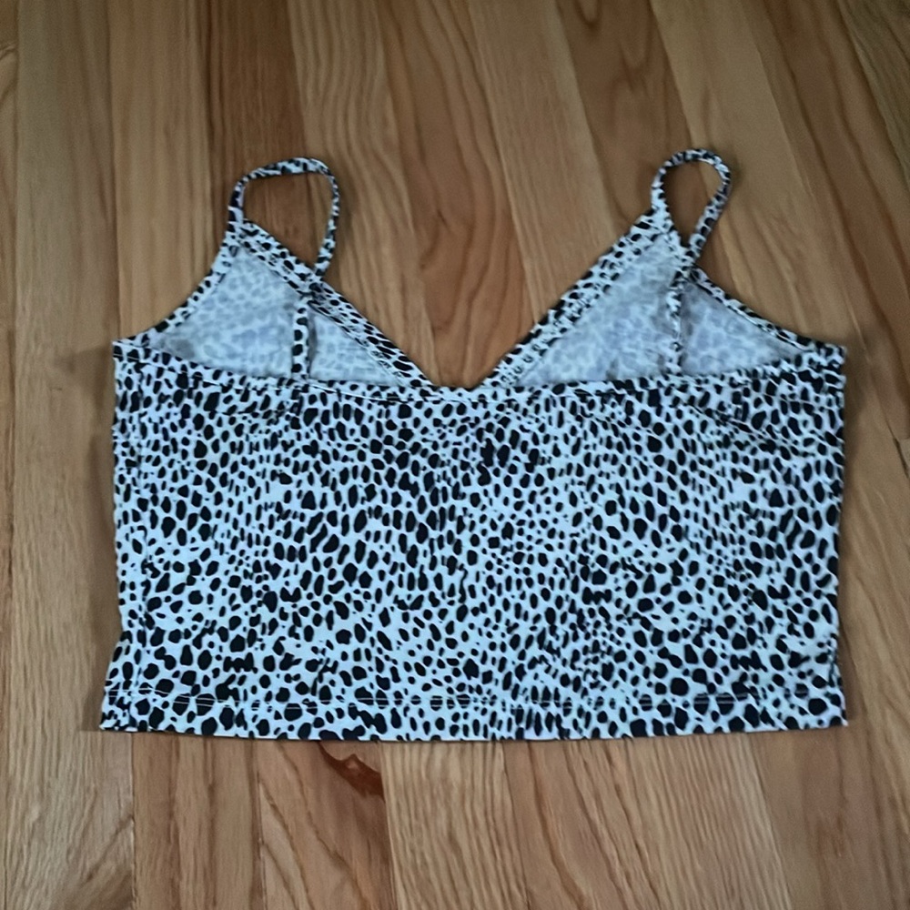 SHEIN Cami Crop Top Womens Small Black White Animal Print Casual Loungewear - Picture 7 of 8
